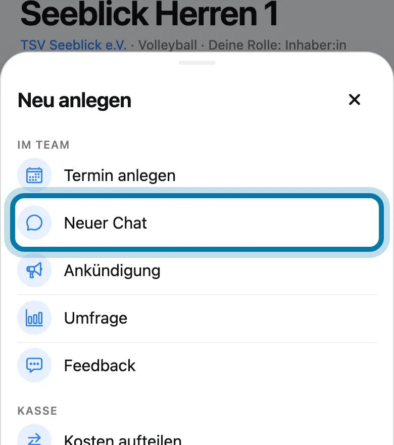Tippe auf Neuer Chat.