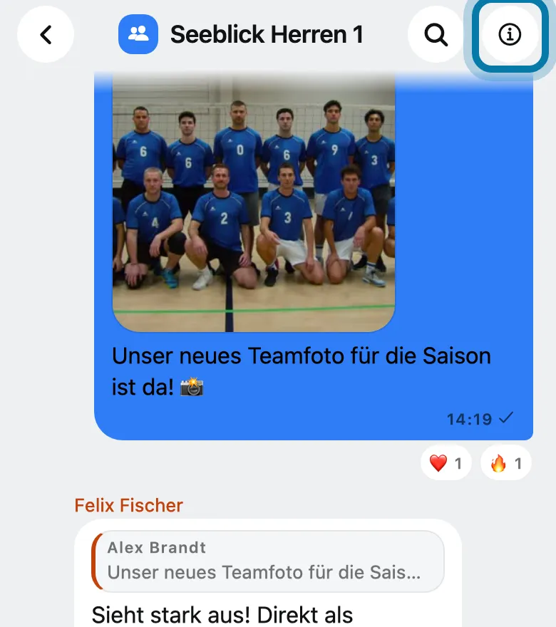 Tippe oben rechts auf ⓘ.
