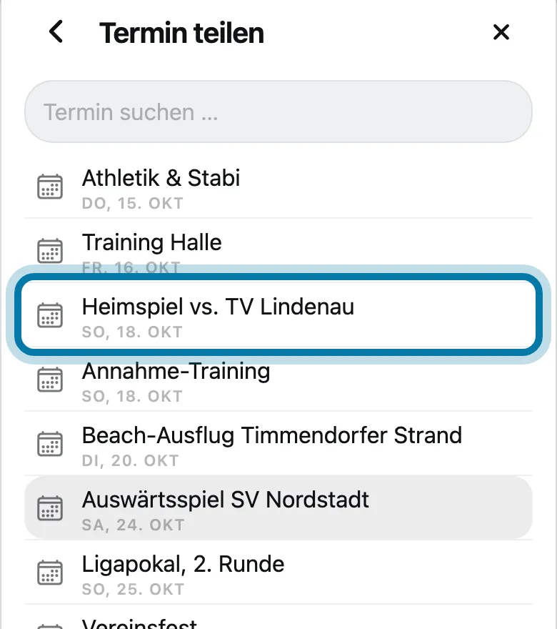 Tippe auf den Termin, um den es geht.