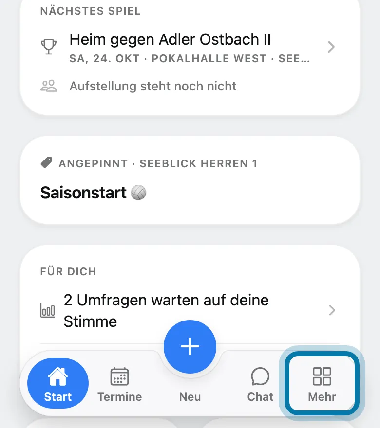 Tippe unten auf Mehr.