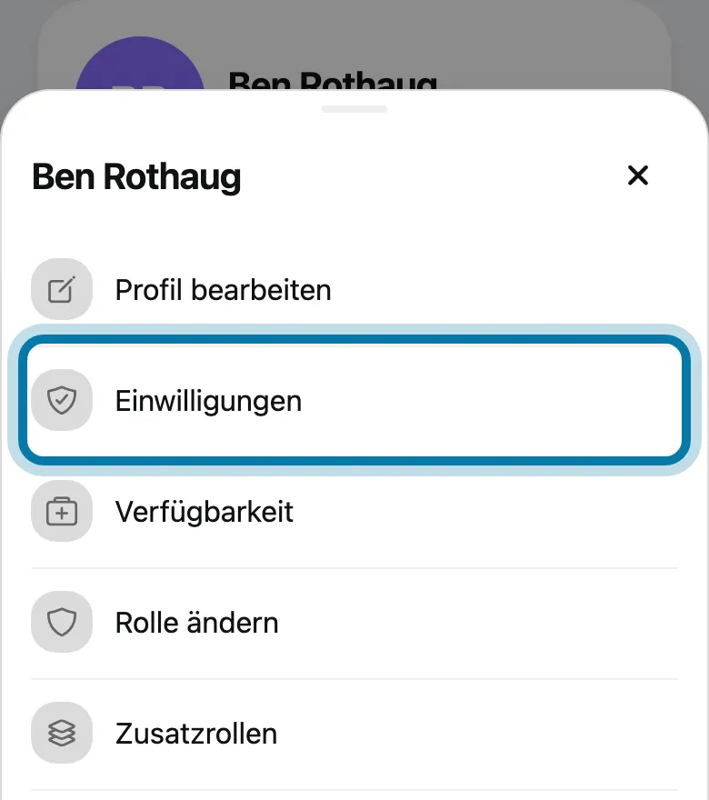 Tippe auf Einwilligungen.