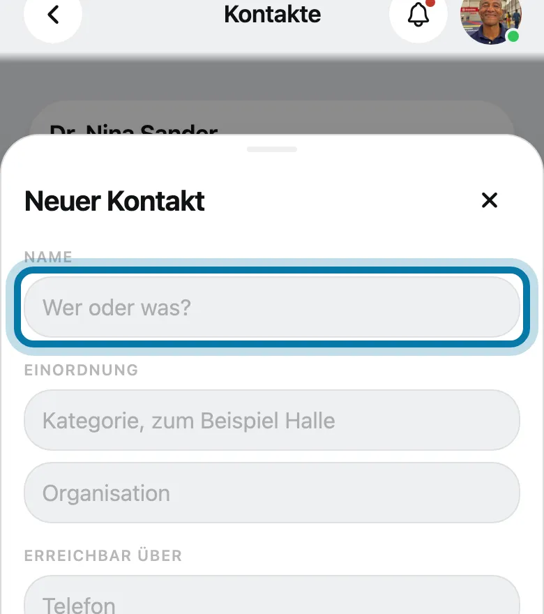Gib den Namen ein.