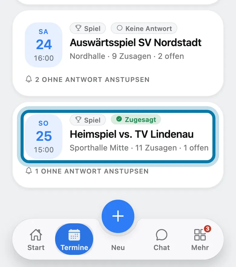 Tippe auf das Spiel, bei dem ihr pfeift.