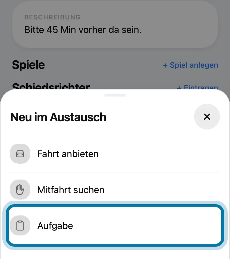 Tippe auf Aufgabe.