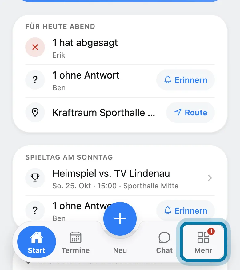 Tippe unten auf Mehr.