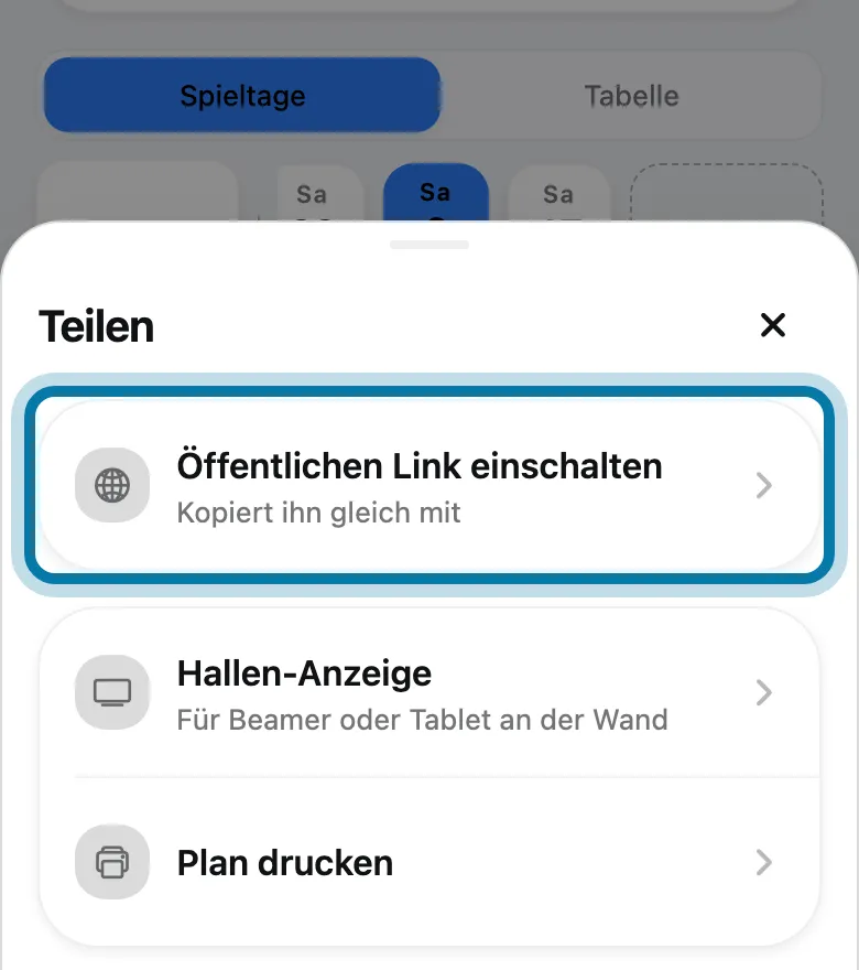 Tippe auf Öffentlichen Link einschalten, dann liegt der Link in deiner Zwischenablage.