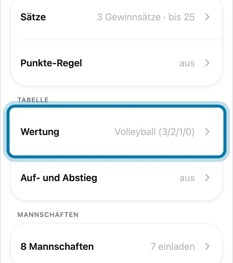 Tippe auf Wertung.