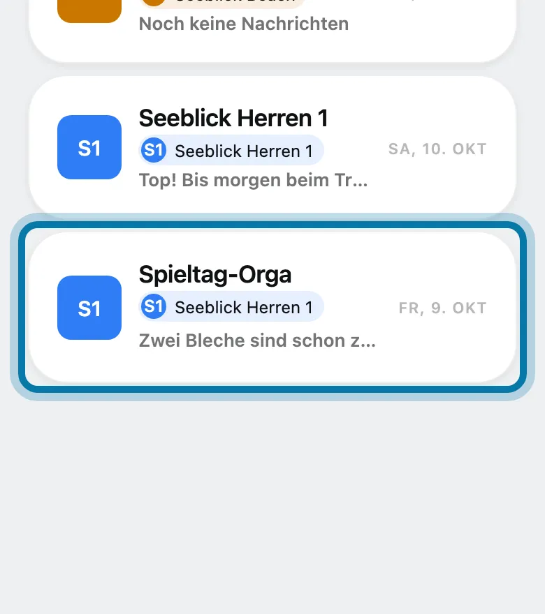 Tippe auf den Chat deines Teams.