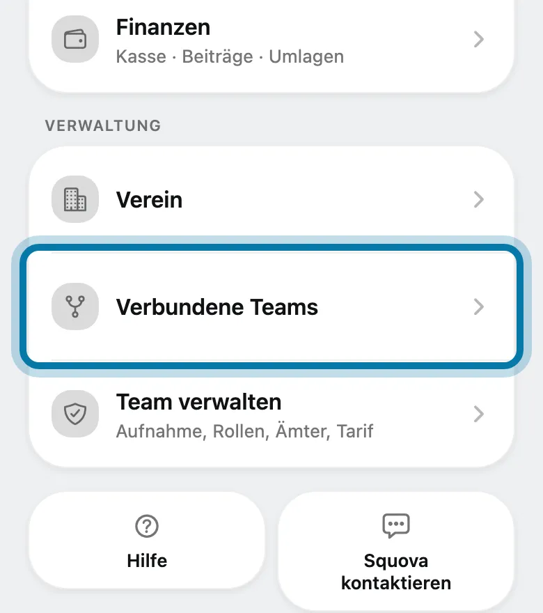 Tippe auf Verbundene Teams.