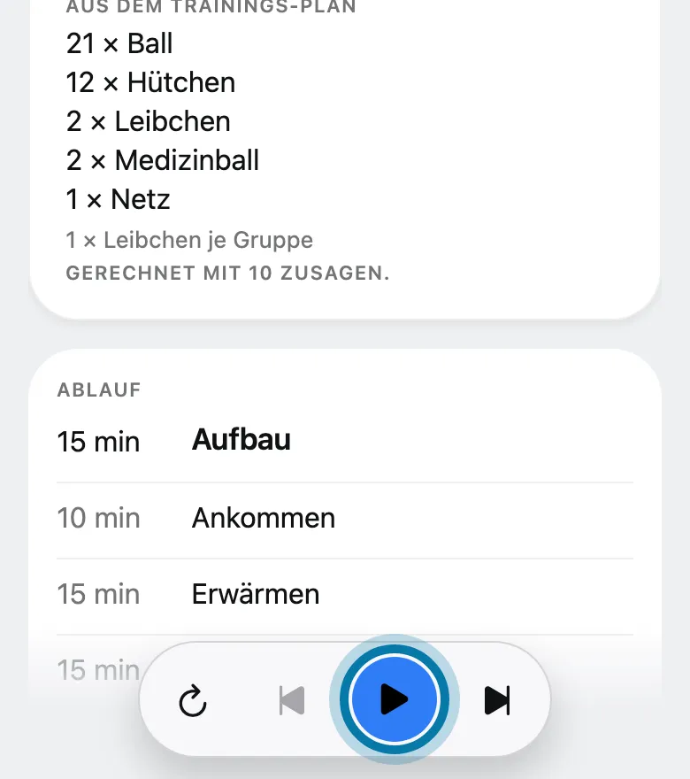 Tippe unten auf Start, wenn es losgeht.