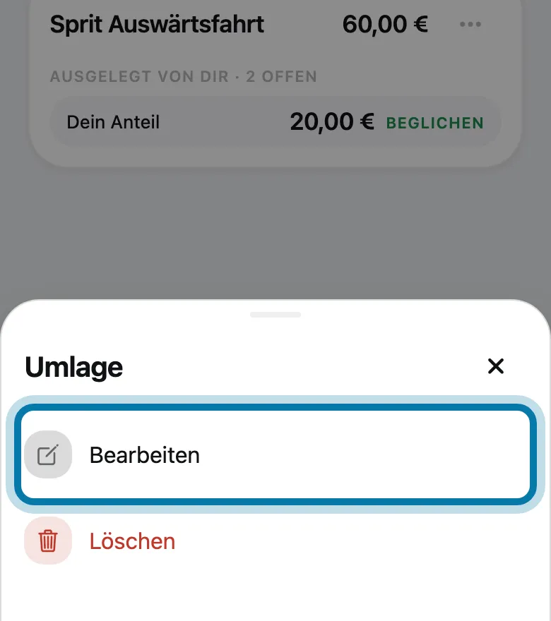 Tippe auf Bearbeiten.