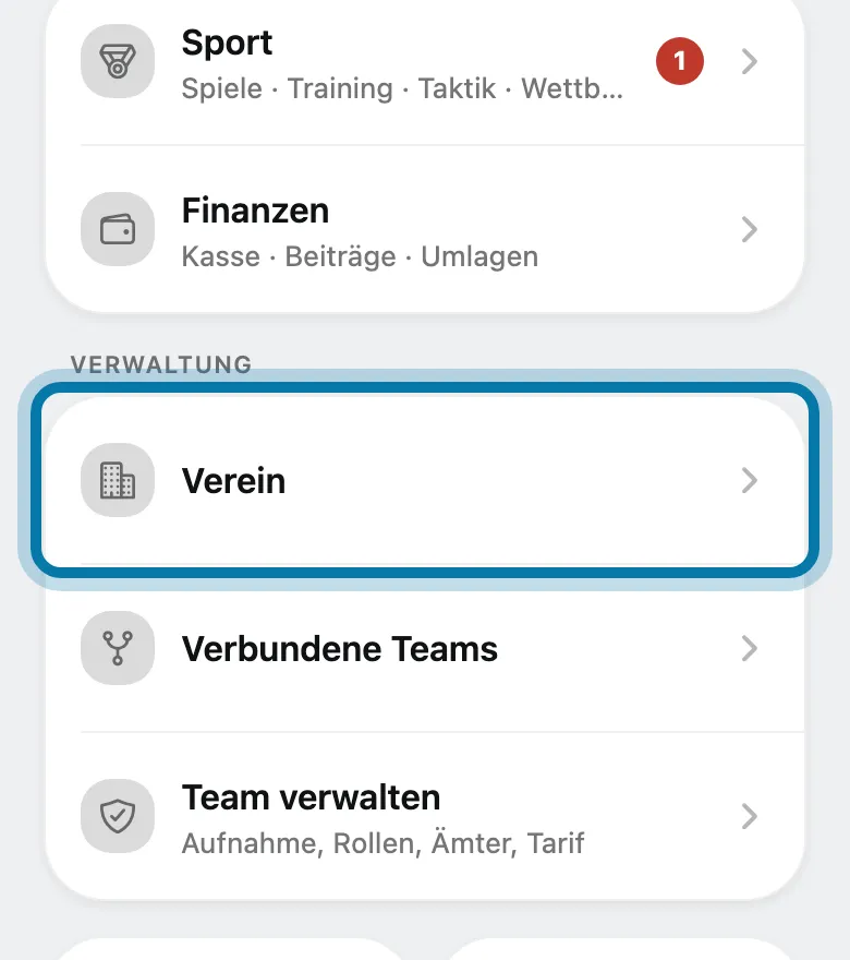 Tippe auf Verein.