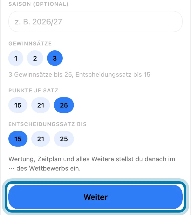 Tippe auf Weiter.
