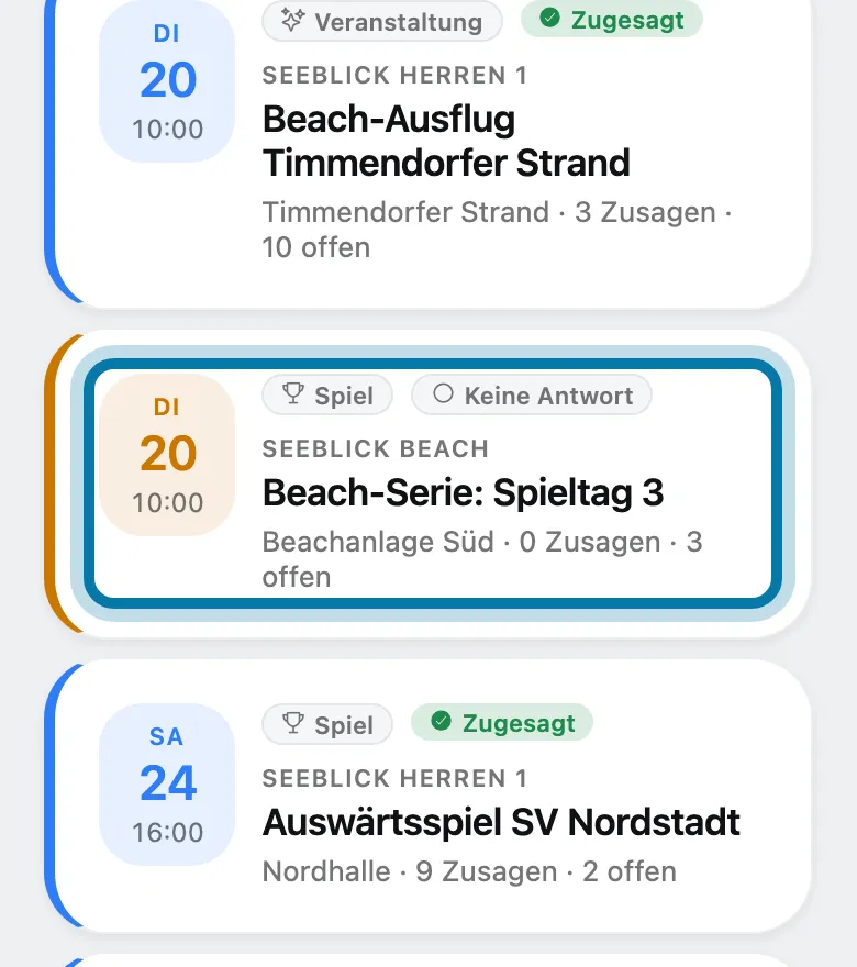 Tippe auf den Termin, um den es geht.